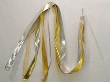 Gold/Silver Streamer w 18" Rod - Christian Worship Dance Ribbon / flag