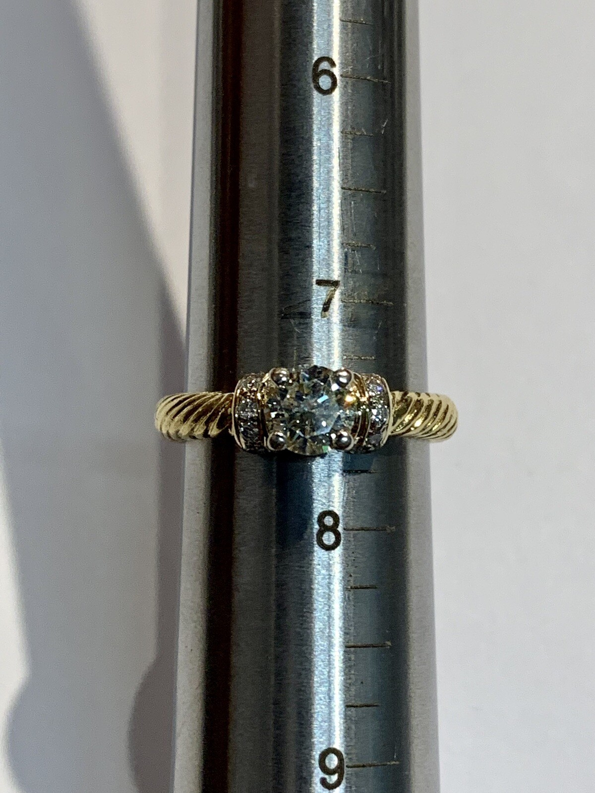 18k Solid Yellow White Gold Diamond Ring Solitair… - image 8