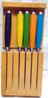 6-Piece STEAK KNIFE SET With Wood In-Drawer Block FIESTA RAINBOW COLORS — photo 1