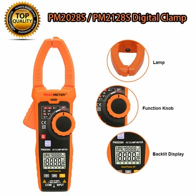 PEAKMETER Digital AC Clamp Meter Multimeter with Resistance Frequency NCV Tester