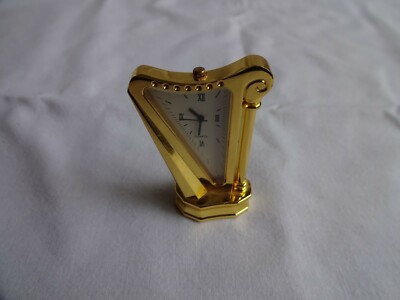 MINIATUR NEUHEIT UHR VERGOLDET MESSINGEFFEKT HARFE