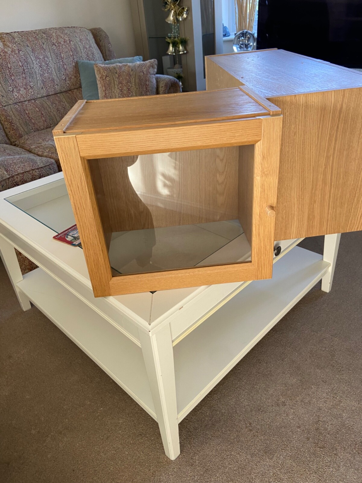 Billy bookcase extender ikea oak with glass doors double. eBay