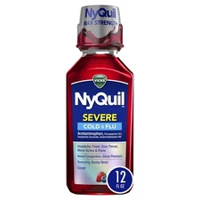 Vicks NyQuil Severe Cold & Flu Nighttime Relief Flavor Liquid 12 fl oz
