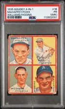 1935 Goudey 4-in-1 #1B- Mahaffey, Jimmy Foxx, Williams, Higgins - PSA 1 - RARE