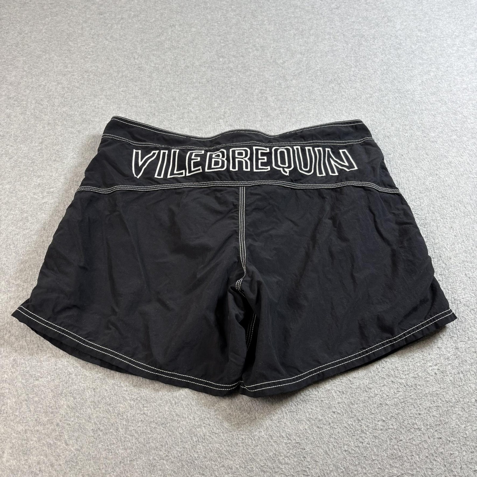 Vilebrequin Swim Trunks Shorts Men XL Black Mesh Lined Drawstring Logo Bag Beach