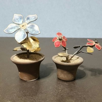 Bovano of Cheshire enamel on copper flower pots