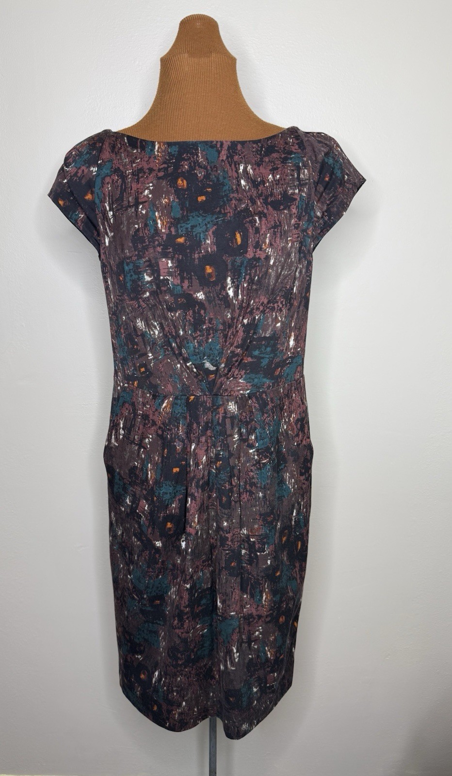 Talbots Abstract Print Multicolor Cap Sleeve Plea… - image 1