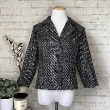    CLEARANCE  CAbi  Black Gray Short Tweed Blazer