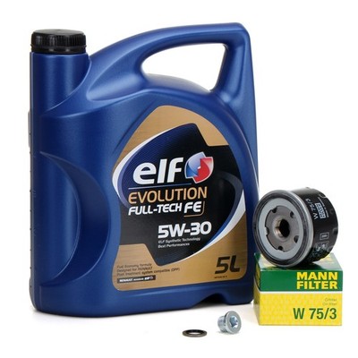 5L elf Evolution Full-Tech FE 5W-30 Motoröl + MANN W75/3 Ölfilter für RENAULT