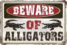 Tin Metal Signs Warning The Alligator Signs Beware of Alligator for Yard Fence