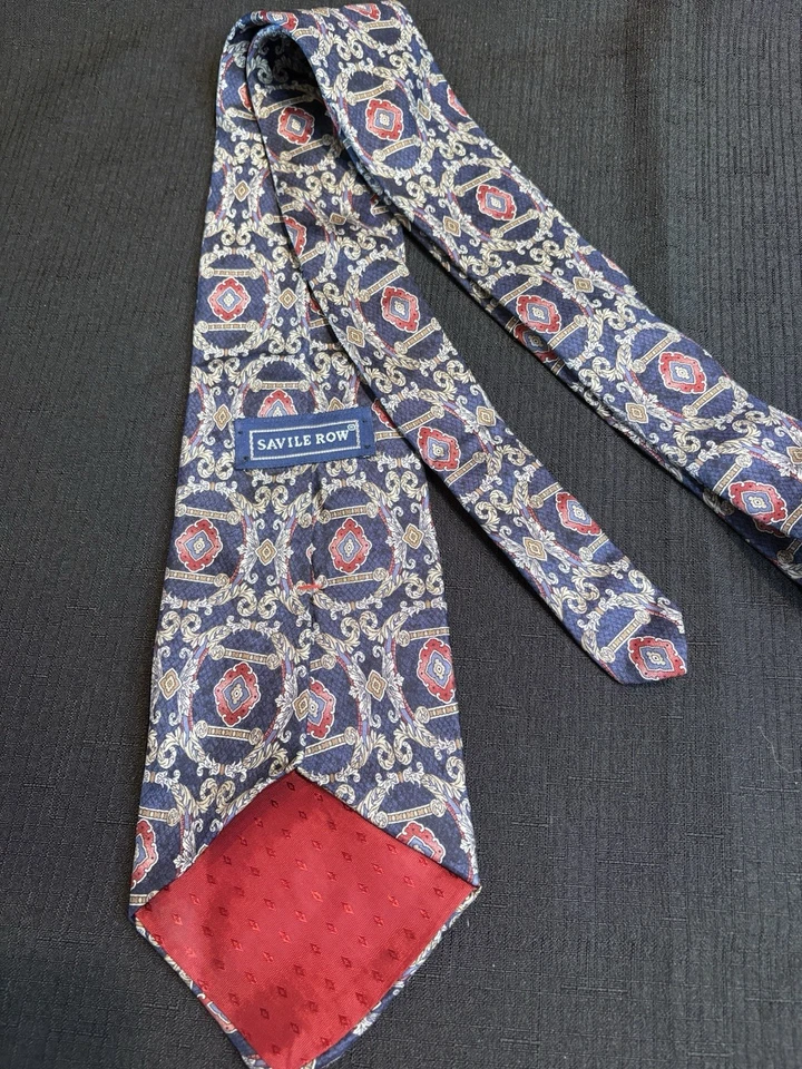 Corbata Savile Row Company patrón geométrico azul Foto 2 de 4