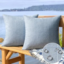 Outdoor Waterproof Throw Pillow Covers 18" x 18" Pack of 2 Light Blue