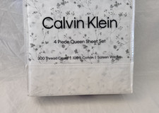 4 pc Calvin Klein Floral Branches 300 TC Queen Sheet Set NIP