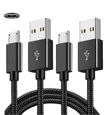 2 Pack 6.6FT PS4 Controller Charging Cable, Micro USB Nylon Charger Data...