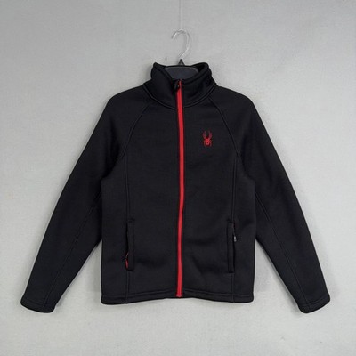 Spyder Jacket Mens Small Black Red Full Zip Fleece Ski Layer Winter Outdoor
