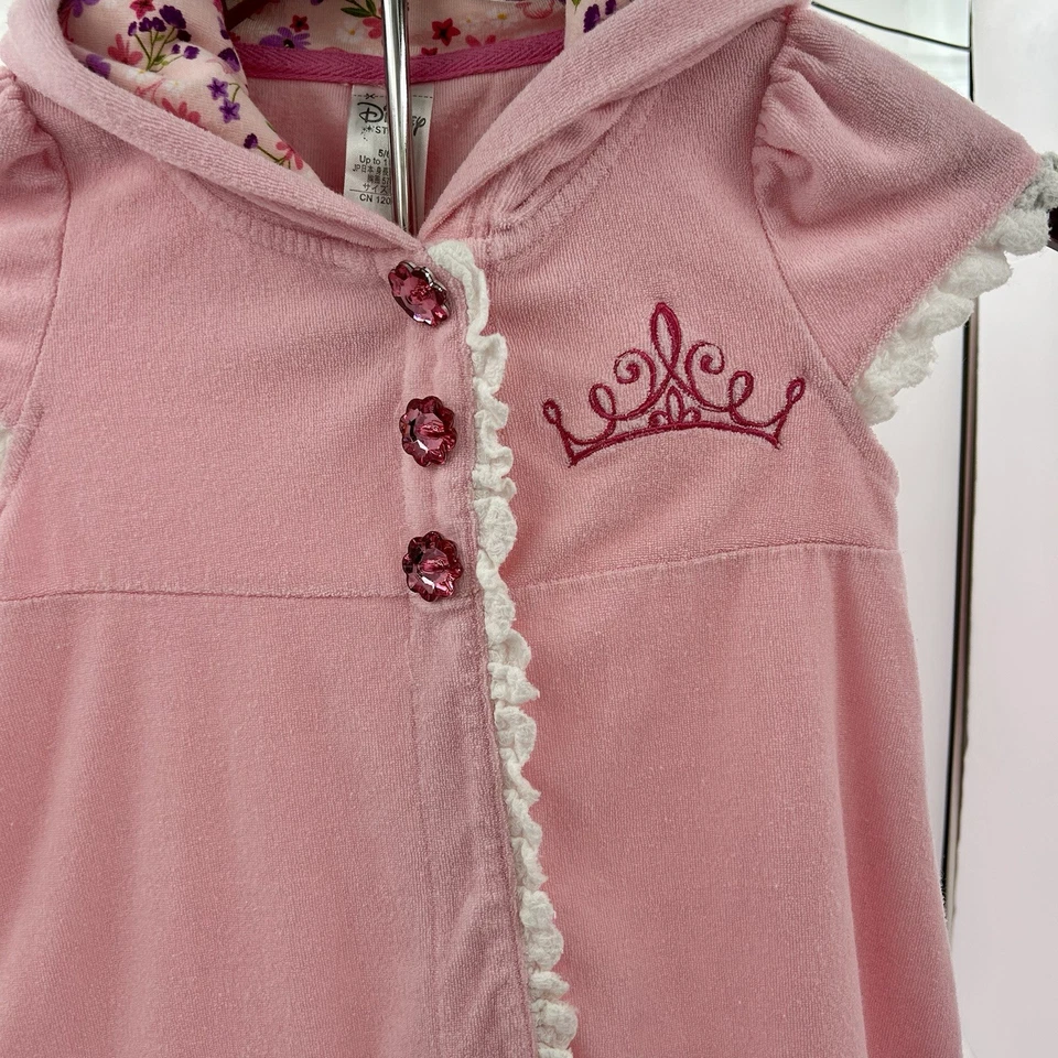 Traje de baño con capucha rosa princesa The Disney Store encubrimiento niñas pequeñas talla 5/6 Foto 2 de 4