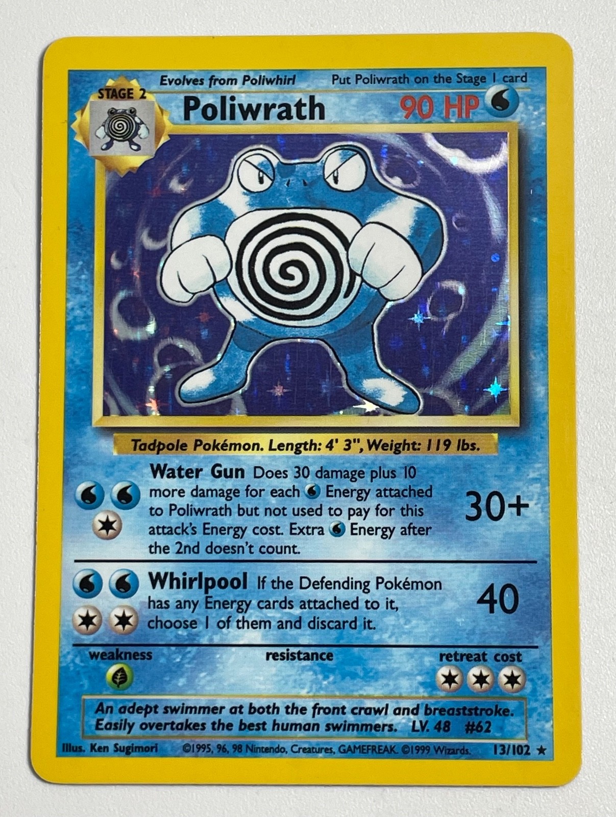 Pokemon Base Set Poliwrath 13/102 Holo Rare WOTC Vintage Card LP