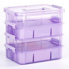 Art Supply Storage Organizer with 2 Removable Trays, 4-Layer 11QT Durable Cra