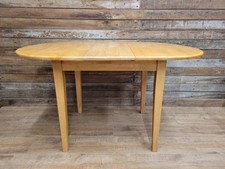 Vintage Beech Extending Dining Table Oval Butcher Block Style Tabletop