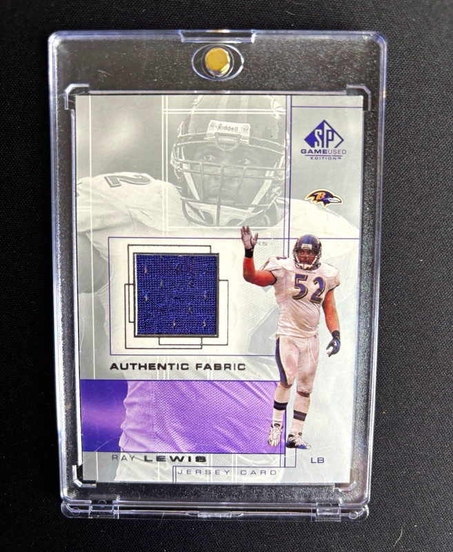 Upper Deck 2001 SP Game Used Ray Lewis #RL Ravens Authentic Fabric Jersey Card