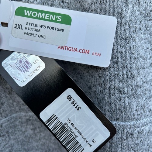 Antigua San Francisco 49ers Womens Fortune 1/4 Zip Pullover Heather Grey 2XL NEW - Picture 8 of 8