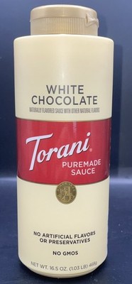 Torani White Chocolate Sauce,16.5 oz Squeeze Bottle pyramid sauce, no GMO's