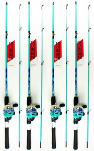 (LOT OF 4) ZEBCO SPLASH SPLBL602MC 6' MEDIUM 2PC SPINCAST COMBO 21-42284