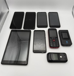 Lot of 9 Cell Phones Tablet Motorola Foxx Flip Phones, Parts Repair
