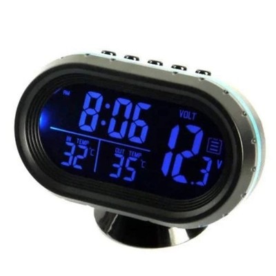 Digitales Auto-Thermometer Voltmeter 12-24V 4 in 1 LCD-Uhr für Innen