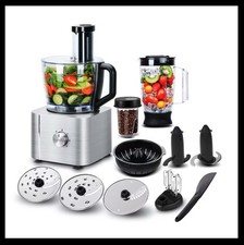 Food Processor 11-in-1 Blending Kneading Juicing 1100W 3Speeds, 3.2L Bowl & 1.5L