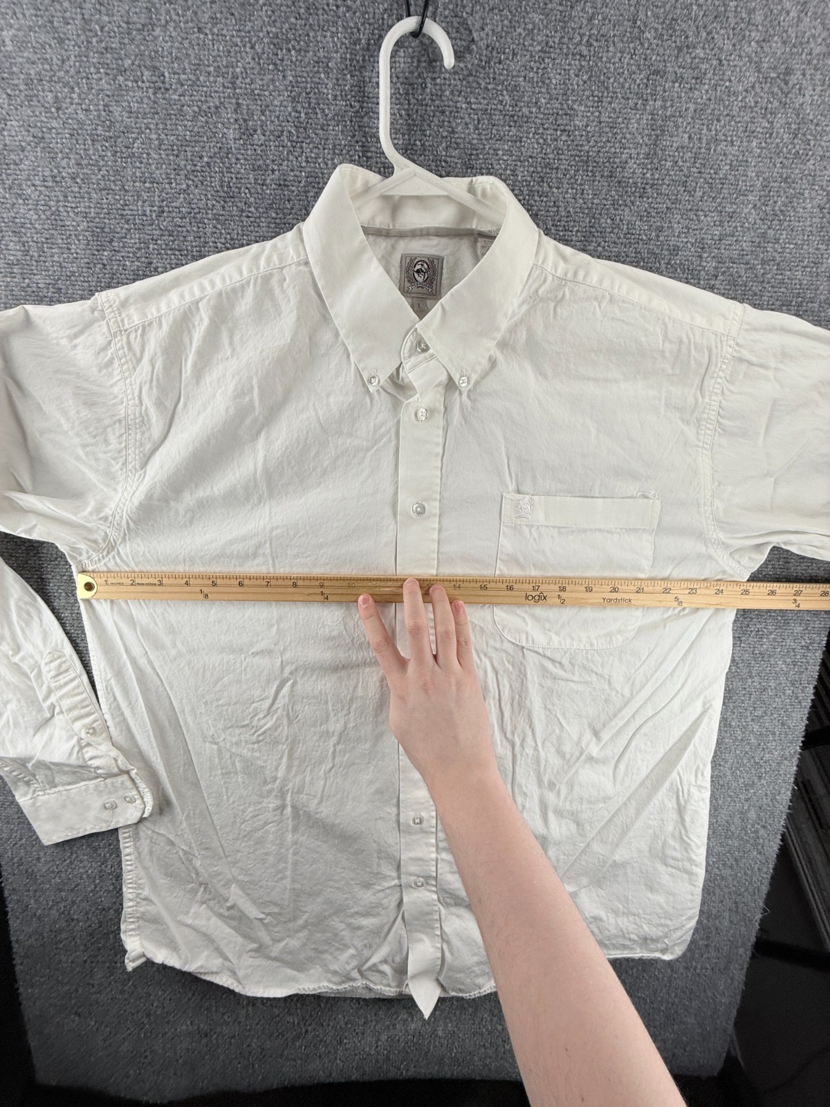 Cinch Cotton Button-Down Large White Solid Long S… - image 8