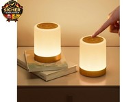2Pcs Nachttischlampe Touch Dimmbar, 256 RGB Farben&5 Modi