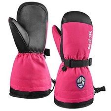 Kids Mittens Waterproof Winter Ski Warm Sherpa XX-Small Fits 5-7 years Red