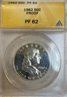 1962 Franklin Half Dollar - Proof - ANACS PF 62 - Free Shipping (P1-2)
