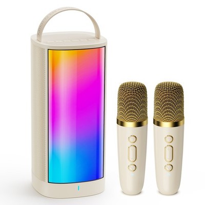 FanFun Karaoke Machine With 2 Wireless Microphones Bluetooth Speaker For Outdoor