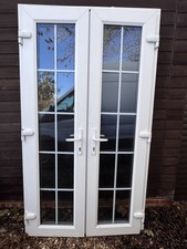 Upvc French Doors Georgian Bar Used External Exterior White Outwards Opening