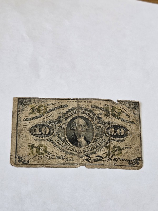 1863 United States 10 Cents "Fractional Currency" Rare