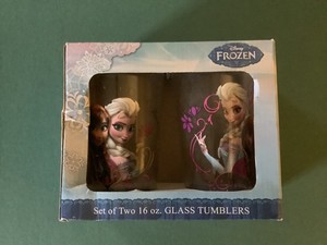 Disney Frozen Elsa, Anna, Olaf Set of Four 16 Ounce Glass Tumblers-K
