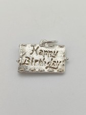 Vintage 925 Sterling Silver Happy Birthday Bracelet Charm Pendant Gift