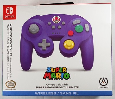 Brand New NINTENDO SWITCH PowerA GameCube Style Wireless Controller Toad Purple