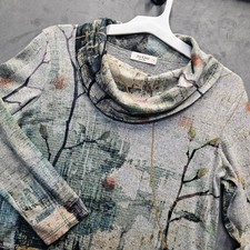Jess & Jane Womens Small Cowl Neck Tunic Top Abstract Nature Print Made in USA