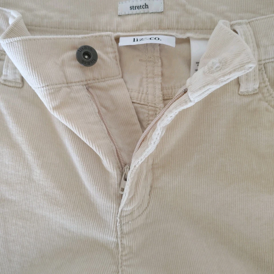 Pantalones de pana de pierna ancha Liz And Co para mujer talla 14 crema suaves elásticos cómodos  Foto 4 de 4