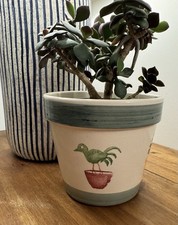 Handbemalter Keramik Pflanztopf / Blumen&uuml;bertopf Vintage Retro Stil Mid Century
