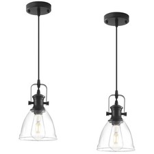 Black Pendant Lights Kitchen Island 2 Pack, Farmhouse Pendant Light, Industri...