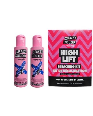 Crazy Color Semi-Permanent Conditioning Haarfarbe - 2x Capri Blue & Bleaching Kit 