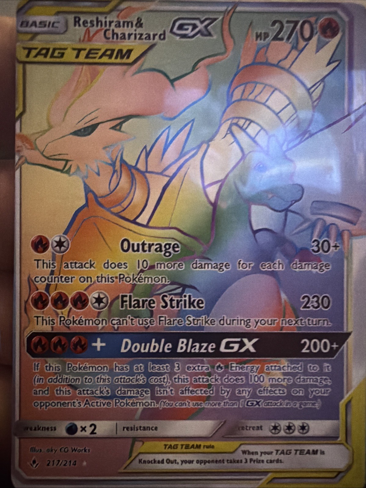 Reshiram & Charizard GX Unbroken Bonds 217/214 Rainbow