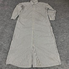 Loft Dress Womens S White Gray Striped Dress Shirt Button Up Oversized Luxury