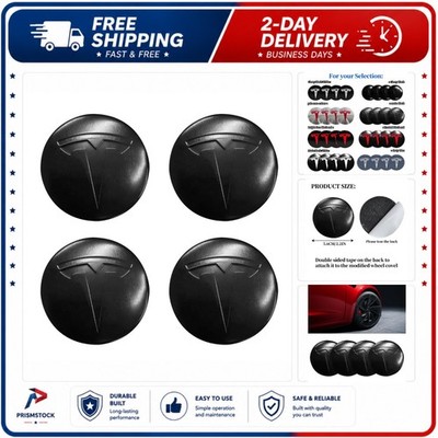 Tesla Model 3 Y Wheel Center Cap Emblem Stickers 56mm Matte Black 4 Pack