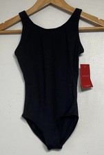 CAPEZIO Black Tank Leotard Girls Medium Youth Ballet Dance High Scoop NEW