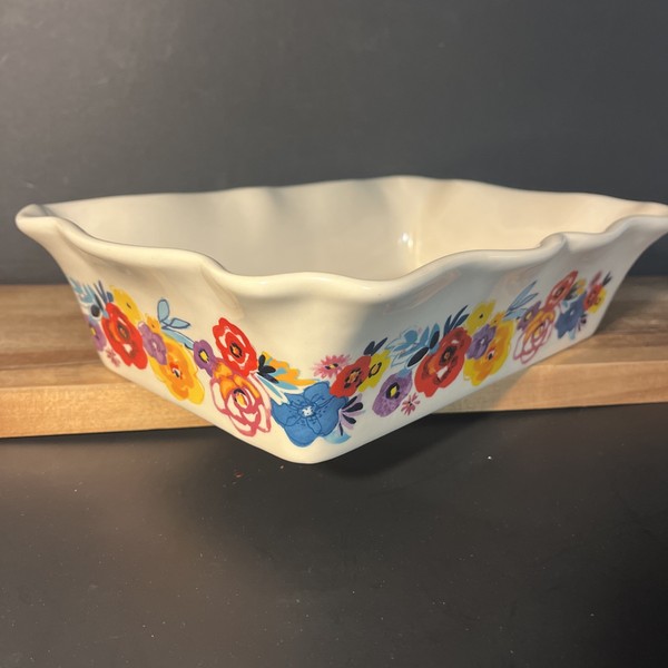 Mujer Pionera ~ Mercado de Pulgas ~ Diseño Floral ~ Plato para Hornear ~ Sartén de Gres